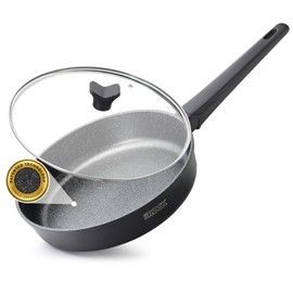 THE ROCK SOHO 9.5-Inch Nonstick Frying Pan with Lid – Compact for Urban Kitchens, Nothing Sticks, Never Warps, Lasts Longer, Dishwasher Safe, Black