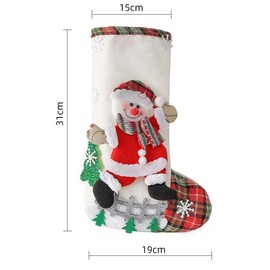 Large Christmas Stockings-4 Pack,Themed with Santa Claus,Snowman,Bear and Reindeer 12.2″× 7.5″ Xmas Candy Gift Pouches