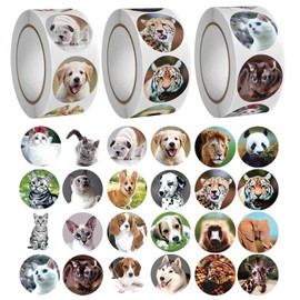 1500 Animal Stickers, Children's Animal Stickers, Round Sealing Stickers, Suitable for Scrapbooks, Photo Albums, Notebooks