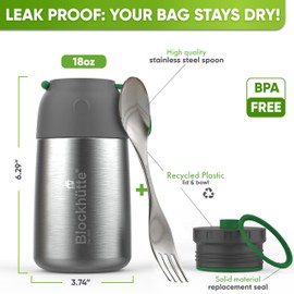 Blockhütte Insulated Food Container I 18 oz I Wide Mouth I 14h Hot Food I with spork, Insulated Food Jar, Stainless steel Soup Flask, Soup Thermos for Adults, Thermos for hot Food Kids