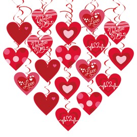 YQUQWN, 48 Pcs Valentines Day Decoration Hanging Swirls Valentines Day Decoration Red Heart Decor Hanging Swirls for Valentine Day Decorations Valentines Day Decor Valentine Decorations for Classroom