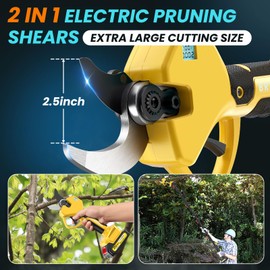 Electric Pruning Shears Cordless 1.6-2.0 Inches & Electric Pole Pruner 2-IN-1 Reach To 14-ft, 2 * 2Ah Battery Pruning Shears, Cordless Pole Pruner Garden Tool for Tree Trimming Branch Cutter