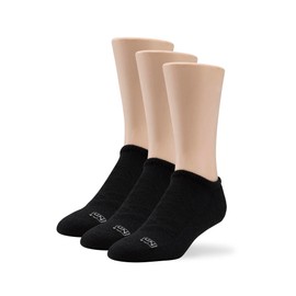 No Nonsense Men's ExpanTech Recycled Polyester No Show Socks, Black - 3 Pair Pack, 6-12