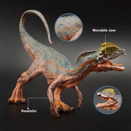 Gemini&Genius Dilophosaurus Dinosaur Toy for Kids, Realistic Dilophosaurus with Moveable Jaw Dino Action Figure Toy, Dilophosaurus Dinosaur Toy Figure Gift for Kids Play and Display