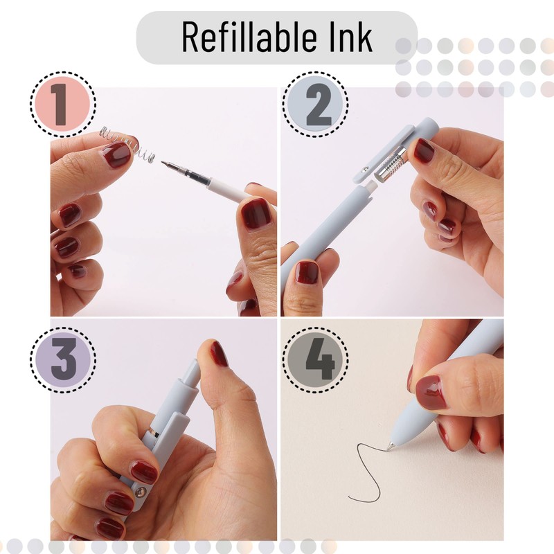 Mr. Pen - Retractable Fine Point Gel Pens, 6 Pack,