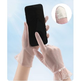 XuoAz Women Sunblock-Lace-Gloves UV-Sun-Protection Summer Non-Slip Driving Gloves