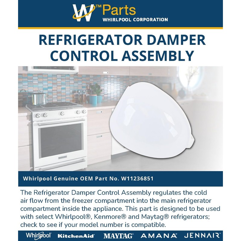 Whirlpool W11236851 OEM Refrigerator Damper Control Assembly