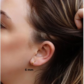 Silver Hoop Earrings, 925 Sterling Silver Huggie Earrings, Small Plain Gold Plated Earrings for Women Girls, Gifts (Size 5-10mm)) (GOLD, 6MM)