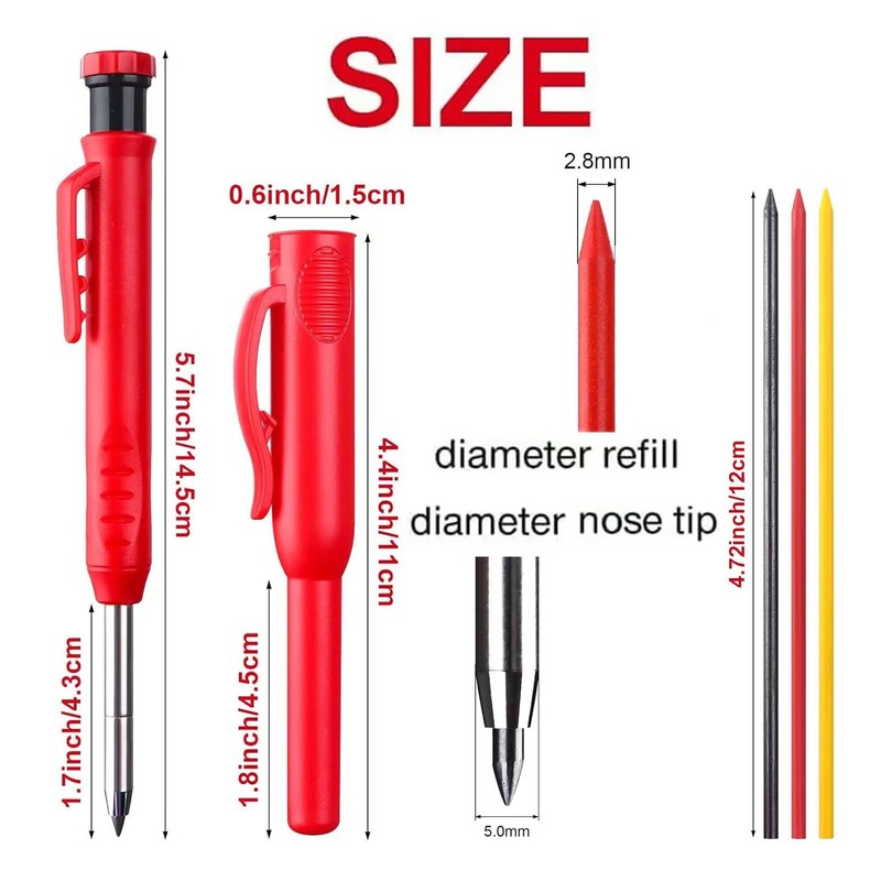 3 Pack Carpenter Pencil with Sharpener, BetterJonny Mechanical Carpenter Pencils