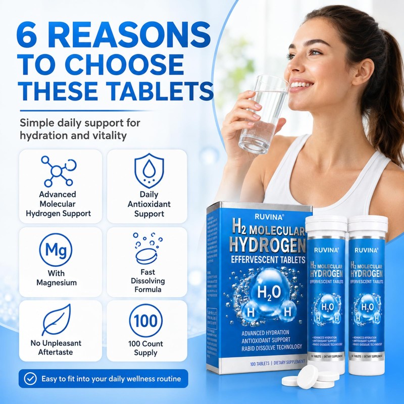 Molecular Hydrogen Tablets, 100 Pcs Hydrogen Water Tablets, Lemon Raspberry