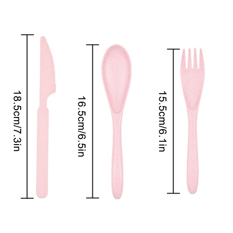 Knives Spoons and Forks Set, Wheat Straw Cutlery Set, Reusable