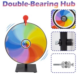 JstFrU 12 Inch Heavy Duty Spinning Prize Wheel - 10 Slots Color Tabletop Roulette Spinner of Fortune, with Eraser for Trade Show, Carnival, Win Fortune Spin Games,Multiple Colors