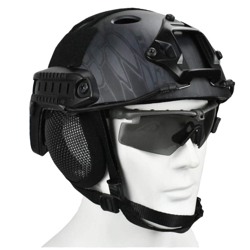 Tactical Airsoft Military Paintball Metal Mesh Side Cover with Ear