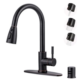 Kitchen Faucet with Air Gap: WOWOW Stainless Steel Kitchen Sink Faucet and Dishwasher Air Gap Kits for Kitchen Sink 2 or 4 Hole, Oil Rubbed Bronze Kitchen Faucet Combo with Sprayer