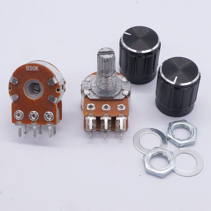 Taiss 5 Pieces 50K Ohm Potentiometer 6 Pins Split Shaft
