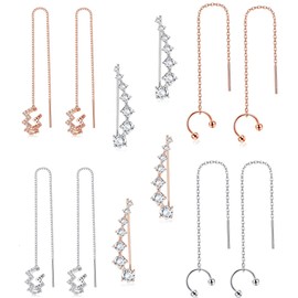 KALVICA 4/6 Pairs Earrings Long Chain Stainless Steel Tassel Earrings for Women Lightweight Chain Earrings Tassel Earrings Dangle Drop Earrings Set Jewellery for Women, Stainless Steel