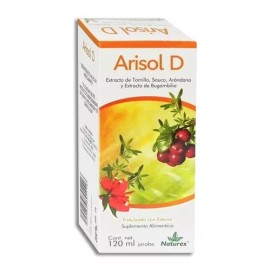Arisol D Jarabe con Extracto de Tomillo y Arándano 120 ml – Naturex, Sabor Limón y Menta