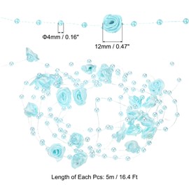 PATIKIL Rose Pearl String Beads, 16.4 Ft Artificial Pearl Wire Garland for Christmas Party DIY Craft Home Wedding Decorative Blue