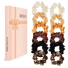 Mirlern 12-Piece Satin Scrunchies for Women and Girls, No Damage Soft Ponytail Holders Hair Accessories, Elastic Bands for Thick/Thin Hair (Sunset)
