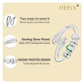 To My Dear Fidget Ring, Sterling Silver Fidget Rings for Anxiety Women, Silver Anxiety Ring for Mum Her Women Men, Adjustable Anti Aniexty Stress Relief Spinner Thumb Ring, Valentines Mothers Day