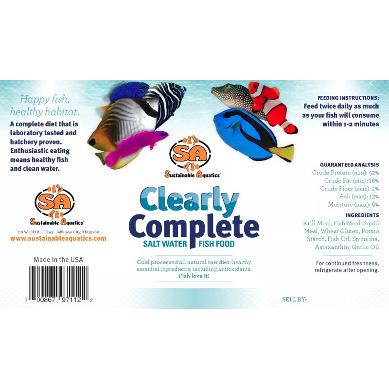 Sustainable Aquatics Hatchery Diet - Fish Food 0.5 MM Slow