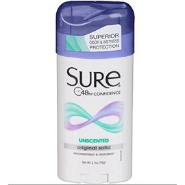 Sure Original Solid Unscented Anti-Perspirant & Deodorant 2.7 oz (Pack of 6)