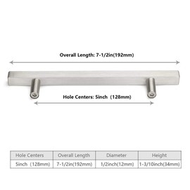 homdiy Brushed Nickel Cabinet Handles Drawer Pulls - HDJ22SN Cabinet Hardware Brushed Nickel Drawer Handle, 10 Pack 5in Hole Centers Handles for Kitchen Cabinets