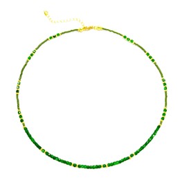 Yippriot Retro-style colorful natural stone necklace,Chrysoprase, handmade, stackable to wear, designed specifically for women.