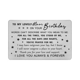 DEGASKEN Mum Birthday Card - Lovely Birthday Gifts for Mum - Personlised Birthday Decorations for Women, Metal Engraved Wallet Card