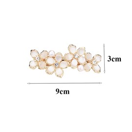 Crystal Flower Hair Clips Rhinestone Pearl Barrettes Ponytail Holders Hair Accessory for Women Wedding Birthday(Gold)