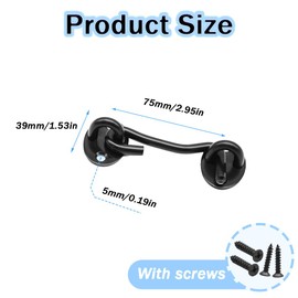 Yosawa 2 Pack 3 Inch Privacy Hook and Eye Latch，Black Barn Door Lock Gate Latch Stainless Steel Gate Lock Cabin Hooks with Screws for Gate Shutters Window Slide Barn Shed Cabinet Bathroom(75MM/FG)