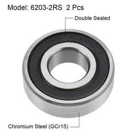 TOP-VIGOR 2Pcs 6203-2RS Deep Groove Ball Bearings, Z2 17mm x 40mm x 12mm Double Sealed Industrial Bearings, Chrome Steel Skateboard Bearings for Electrical Instrument Equipment
