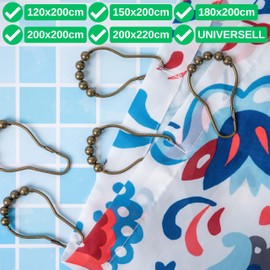 Shower Curtain Rings 12pcs Bronze Color Ball Slide System 7x3.9cm Size for Shower Curtain Rods Metal Rings Shower Curtain Rings Shower Curtain Hooks Metal Rings