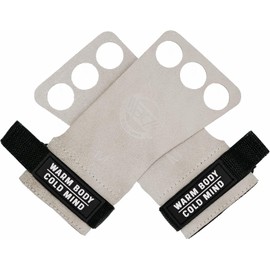 WARM BODY COLD MIND Leather Hand Grips - 3-Hole Gloves for Weightlifting, Gymnastics, Crossfit, Pull Ups, Lifting Straps Strength Training, Fitness, Bodybuilding, Weightlifting, Gym, for Men and Women