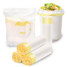 Trash Bags 8 Gallon, 60 Count Kitchen Garbage Bags, with Strap Medium Trash Bags(White) With Drawstring Quickly Pack Garbage, Waste Basket Liners
