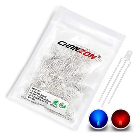 Chanzon 100 Stück 3mm Rot & Blau Diffuse LED-Dioden lichter Gemeinsame Anode (Frosted Round Bicolor) Helle Glühbirne Lampen Elektronische Komponenten Anzeige Leuchtdioden