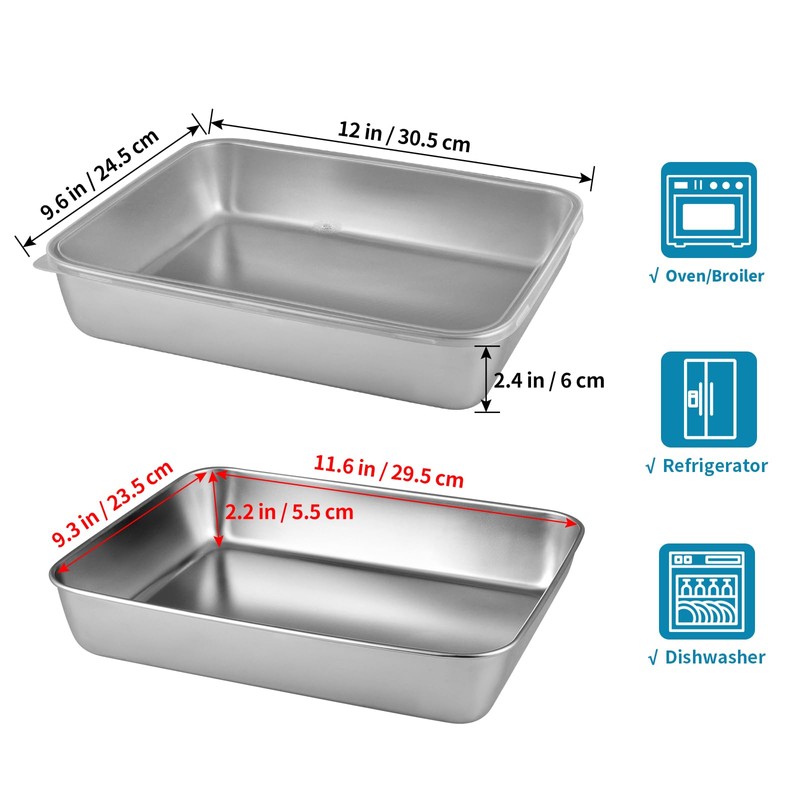 Sanbege 3 Pcs Stainless Steel Food Containers with Clear Lids,