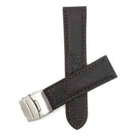 Bandini 24mm Mens Italian Leather Watch Band Strap - Brown - Deployment Clasp Buckle
