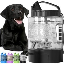 Dog Water Bottle Travel Bowl, 77oz Large Portable Dog Water Bowl Dispenser, Leakproof Pet Drinking Bottle Dispenser for Hiking Camping Walking Travelling Beach Car Trips, BPA Free, Black
