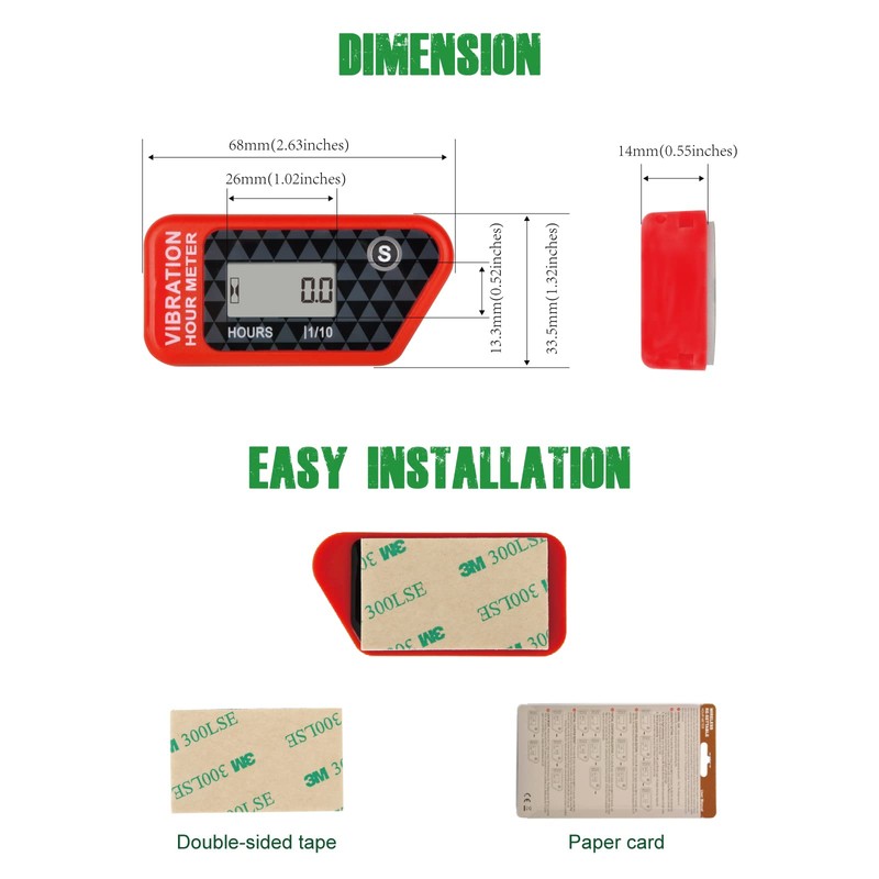 Yooreal Vibration Hour Meter,Maintenance Hours for Gas Diesel Engine Powered