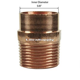 Libra Supply 1/2 inch(Nominal Size) Copper Male Adapter Solder Joint, C x MIP, (click in for more size options), 1/2'', 1/2-inch Copper Pressure Pipe Fitting Plumbing Supply