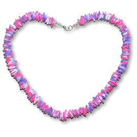 Native Treasure 18" Mens and Womens Color Fast Tie-Dye White Rose Clam Chips Ark Shells, Tropical Jewelry Summer Beach Surfer Necklace From the Philippines with Lobster Clasp