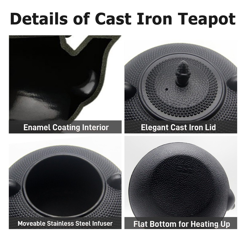 101oz/3000ml Extra Large and Heavy Cast Iron Teapot for 6