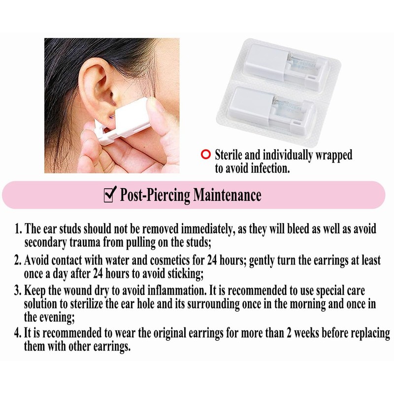VitaCool 37 Pcs Ear Piercing Kit Disposable Ear Piercing Gun