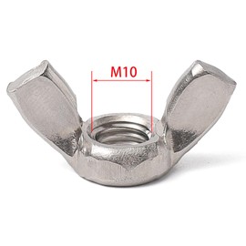 pouilzx M10 Wing Nuts Stainless Steel 304 Fasteners Parts Screws Hand Twist Tighten Ear Butterfly Nut,10Pcs