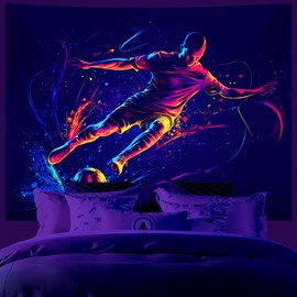 AOHMPT Blacklight Tapestry,Glow in the Dark Tapestries, UV Reactive Sports Style Poster, Baseball , Football , Basketball , Soccer Tapestry, Perfect for Bedroom, Dormitory, and Living Room Wall Décor 59L" x 51W"