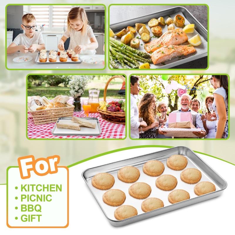 CEKEE Stainless Steel Baking Sheet Set of 4, Large Baking