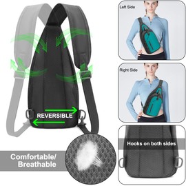 REETEE Lightweight Chest Bag Sling Shoulder Backpacks, Chest Bag Men's with Adjustable Shoulder Strap, Shoulder Bag Crossbody Bag Backpack for Outdoor Sports, Cycling, Dog Hiking, Blue sea, leisure