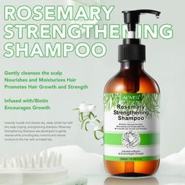 Rosemary Shampoo 300 ml, Rosemary Mint Strengthening Shampoo, Rosemary Shampoo with Biotin Against Hair Loss, Repairing and Nourishing Scalp Shampoo for Women Men