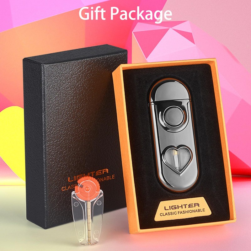 Torch Lighter, Dual Flame Lighter with 6pcs Flint Stone, Windproof